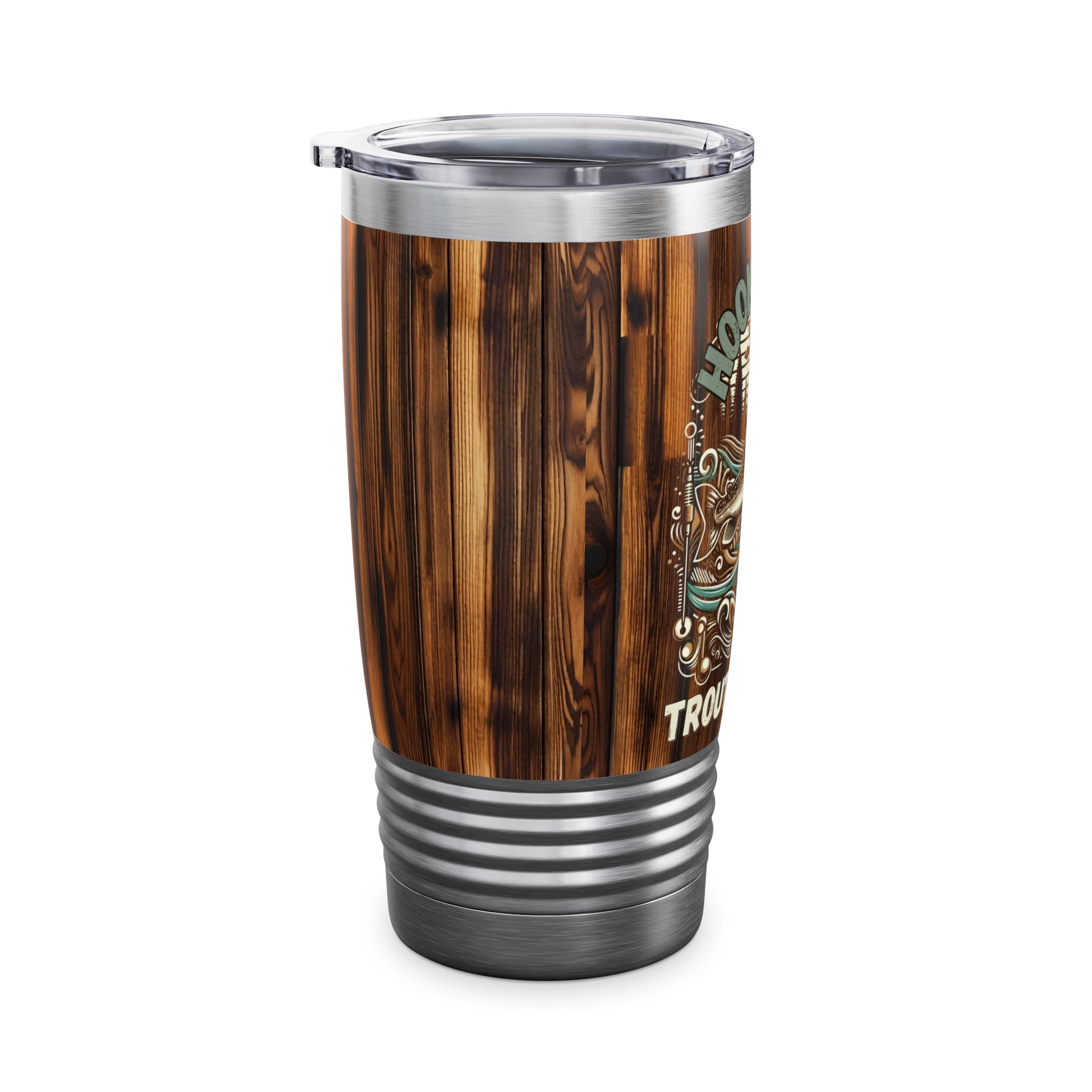 Anglers Delight - Hooked on Trout Fishing 20oz Tumbler - Stainless Steel, Double-Wall Insulation, Ribbed Grip - Perfect for Fishermen