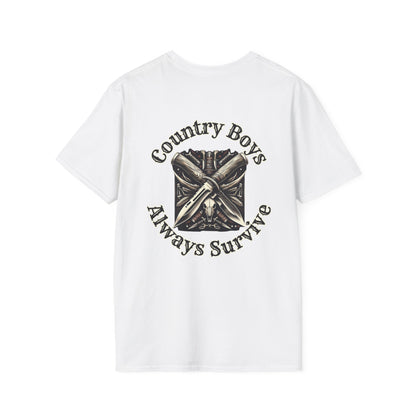 Unisex ‘Country Boys Always Survive’ Tee - Soft Ring-Spun Cotton, Durable Twill Tape Shoulders, Ethically Made & Oeko-Tex Certified