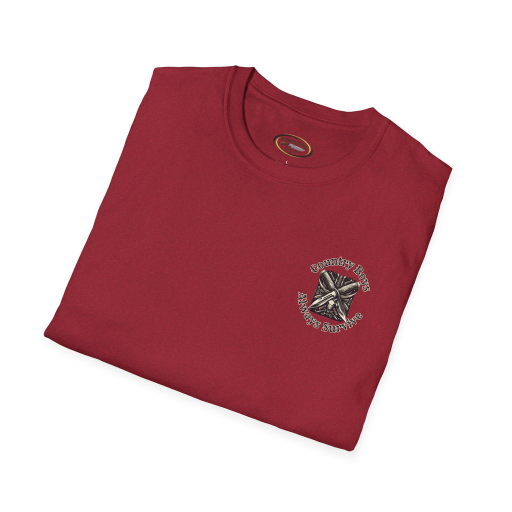 Unisex ‘Country Boys Always Survive’ Tee - Soft Ring-Spun Cotton, Durable Twill Tape Shoulders, Ethically Made & Oeko-Tex Certified