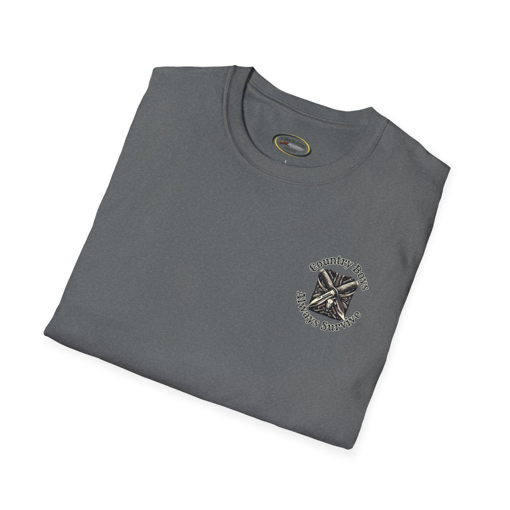 Unisex ‘Country Boys Always Survive’ Tee - Soft Ring-Spun Cotton, Durable Twill Tape Shoulders, Ethically Made & Oeko-Tex Certified