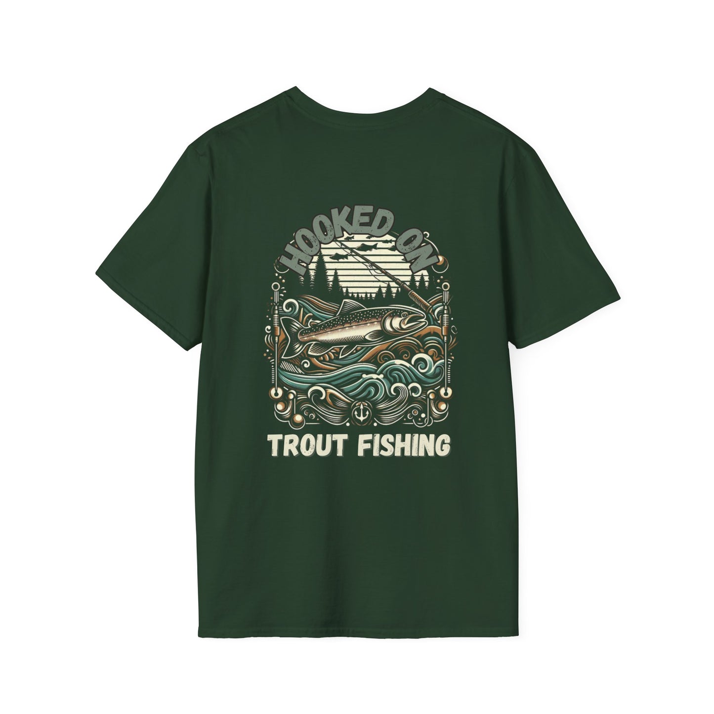 Unisex ‘Hooked on Trout Fishing’ Tee - Soft-Style Comfort | 100% Cotton Crewneck Shirt