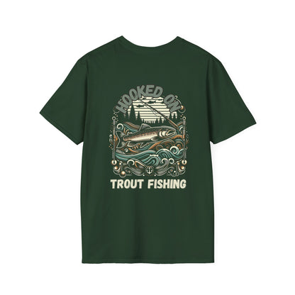 Unisex ‘Hooked on Trout Fishing’ Tee - Soft-Style Comfort | 100% Cotton Crewneck Shirt