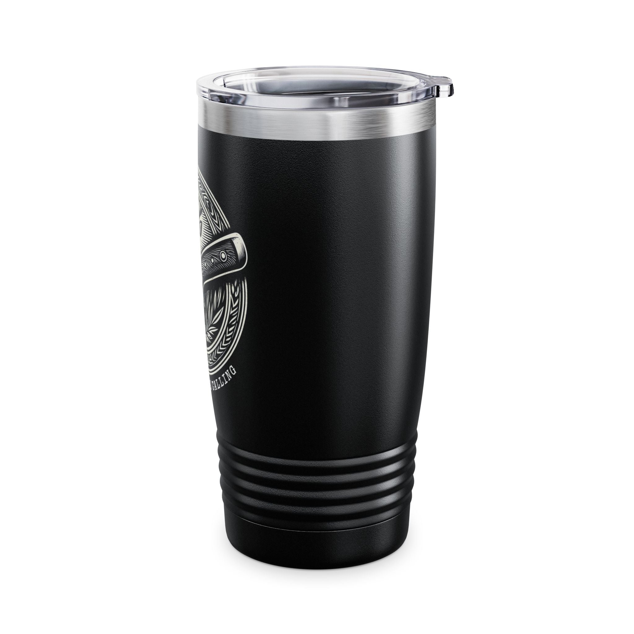 Rustic 20oz Deer & Knife Insulated Tumbler - The Woods Are Calling - Stainless Steel Travel Mug with Lid