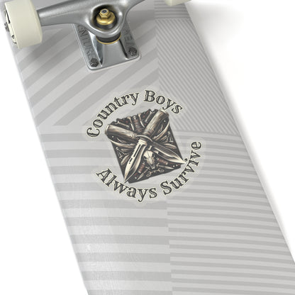 Rugged Resilience Decals - Country Boys Always Survive Vinyl Stickers - Durable, Glossy Finish, Multiple Sizes - Perfect for Indoor Use