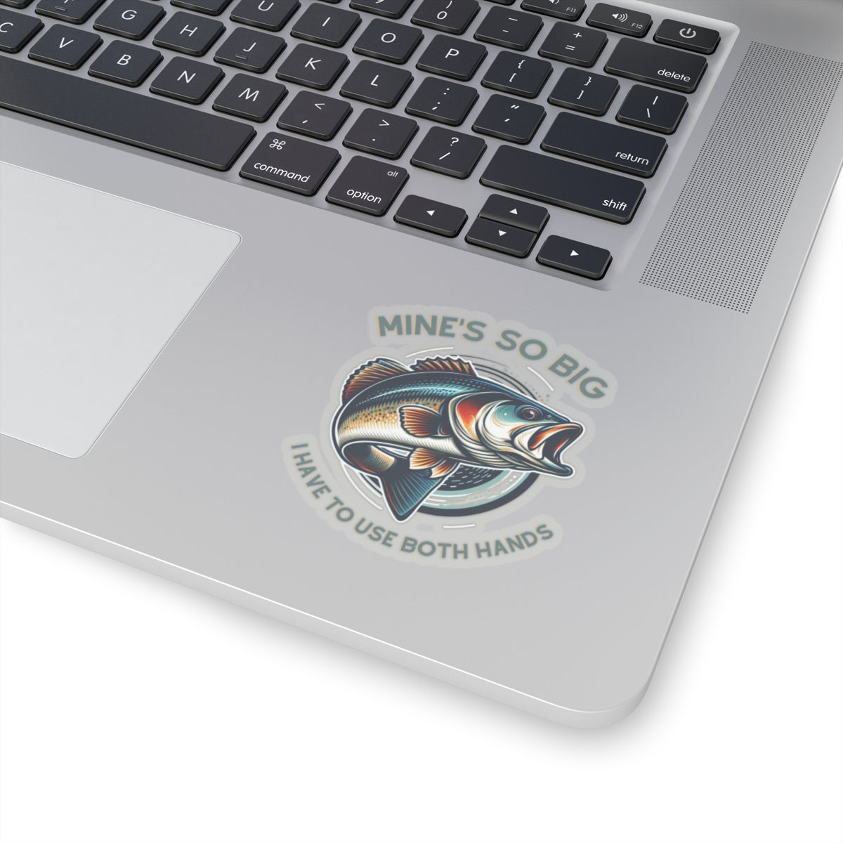 Whimsical Angler Decal - Mines So Big I Have to Use Two Hands Fishing Sticker - 20oz Tumbler Size, Durable Vinyl, Easy Apply
