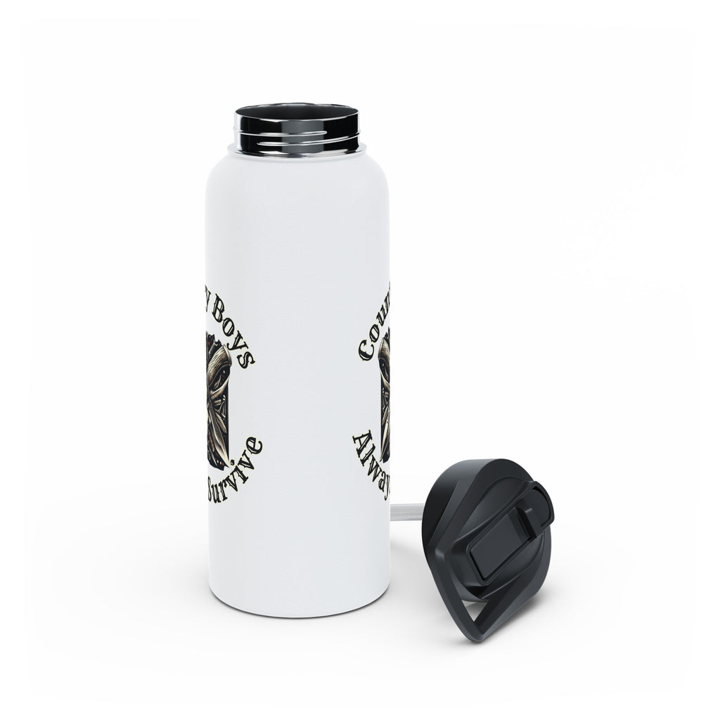 Rustic Resilience - ‘Country Boys Always Survive’ Stainless Steel Water Bottle - Eco-Friendly, Insulated, Leak-Proof - 12oz/24oz/32oz
