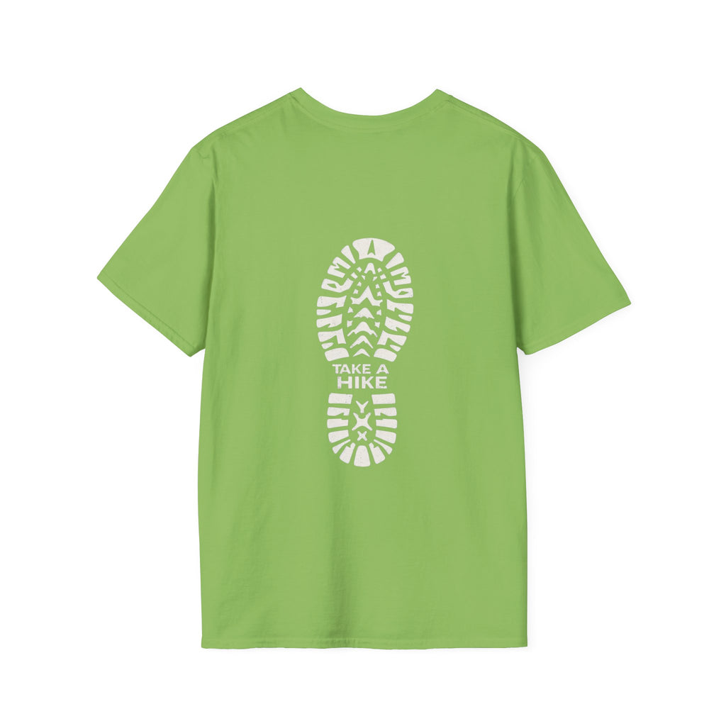 Unisex Take a Hike Soft-Style Tee back print- 100% Cotton Comfort with Durable Twill Tape & Ribbed Collar