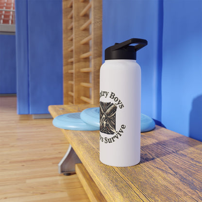 Rustic Resilience - ‘Country Boys Always Survive’ Stainless Steel Water Bottle - Eco-Friendly, Insulated, Leak-Proof - 12oz/24oz/32oz