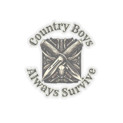 Rugged Resilience Decals - Country Boys Always Survive Vinyl Stickers - Durable, Glossy Finish, Multiple Sizes - Perfect for Indoor Use