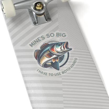 Whimsical Angler Decal - Mines So Big I Have to Use Two Hands Fishing Sticker - 20oz Tumbler Size, Durable Vinyl, Easy Apply