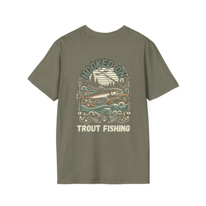 Unisex ‘Hooked on Trout Fishing’ Tee - Soft-Style Comfort | 100% Cotton Crewneck Shirt