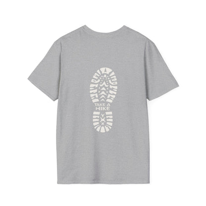 Unisex Take a Hike Soft-Style Tee back print- 100% Cotton Comfort with Durable Twill Tape & Ribbed Collar