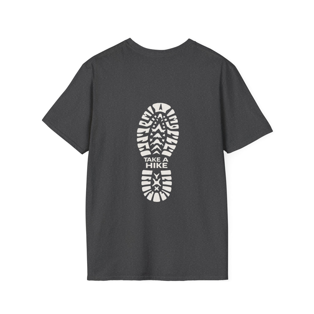 Unisex Take a Hike Soft-Style Tee back print- 100% Cotton Comfort with Durable Twill Tape & Ribbed Collar