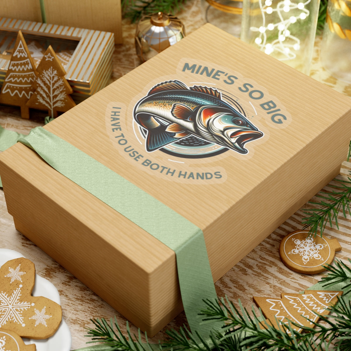 Whimsical Angler Decal - Mines So Big I Have to Use Two Hands Fishing Sticker - 20oz Tumbler Size, Durable Vinyl, Easy Apply
