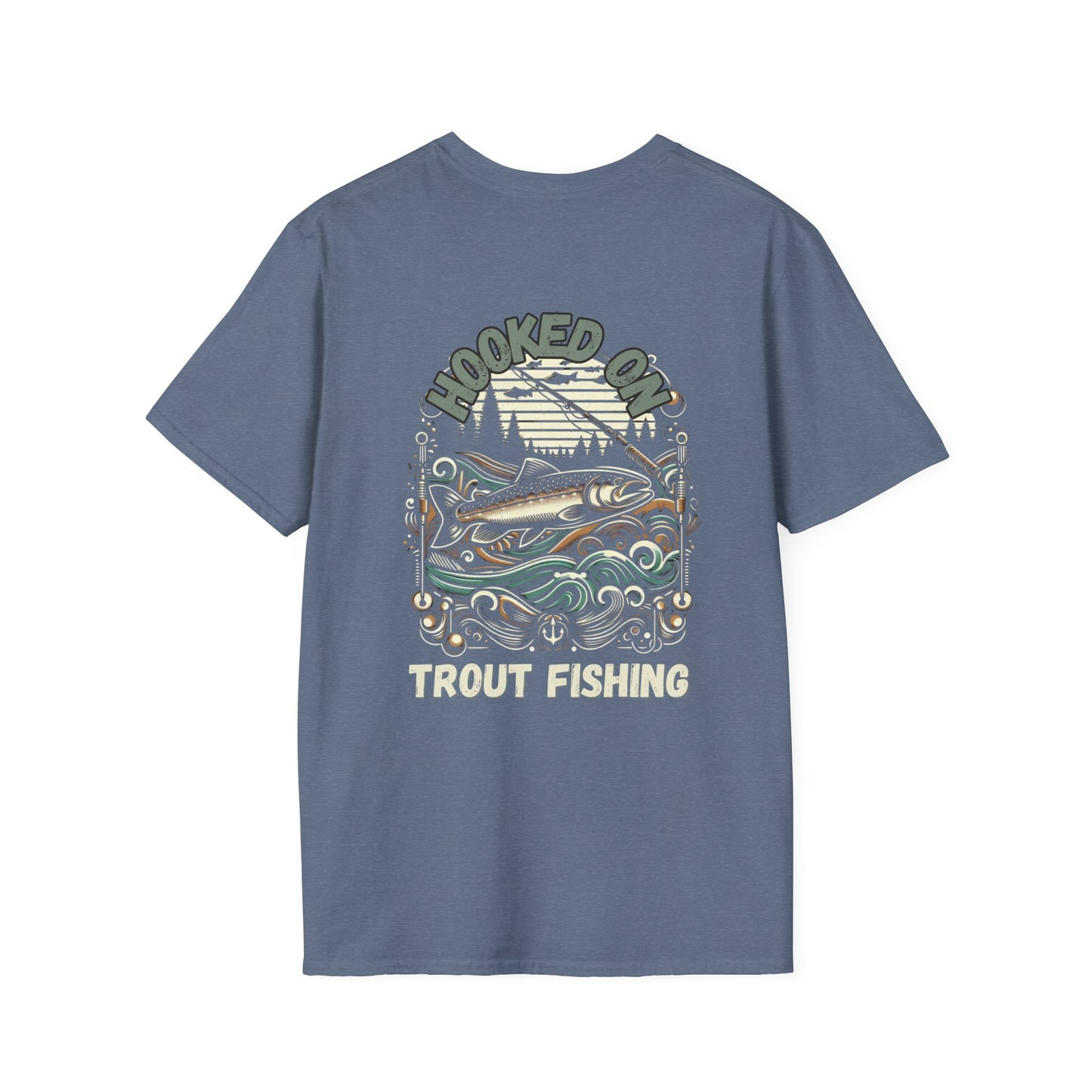Unisex ‘Hooked on Trout Fishing’ Tee - Soft-Style Comfort | 100% Cotton Crewneck Shirt