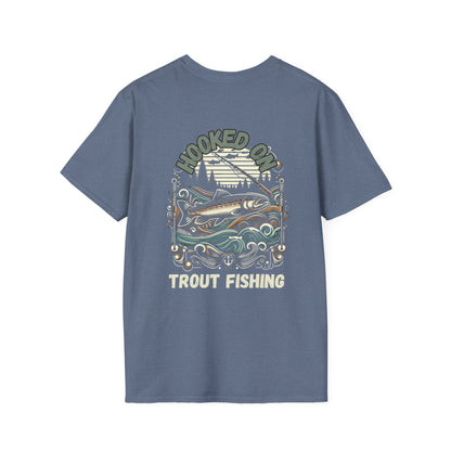Unisex ‘Hooked on Trout Fishing’ Tee - Soft-Style Comfort | 100% Cotton Crewneck Shirt