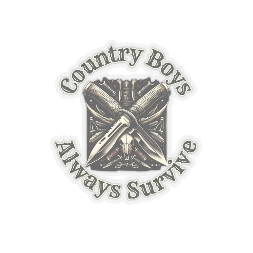 Rugged Resilience Decals - Country Boys Always Survive Vinyl Stickers - Durable, Glossy Finish, Multiple Sizes - Perfect for Indoor Use