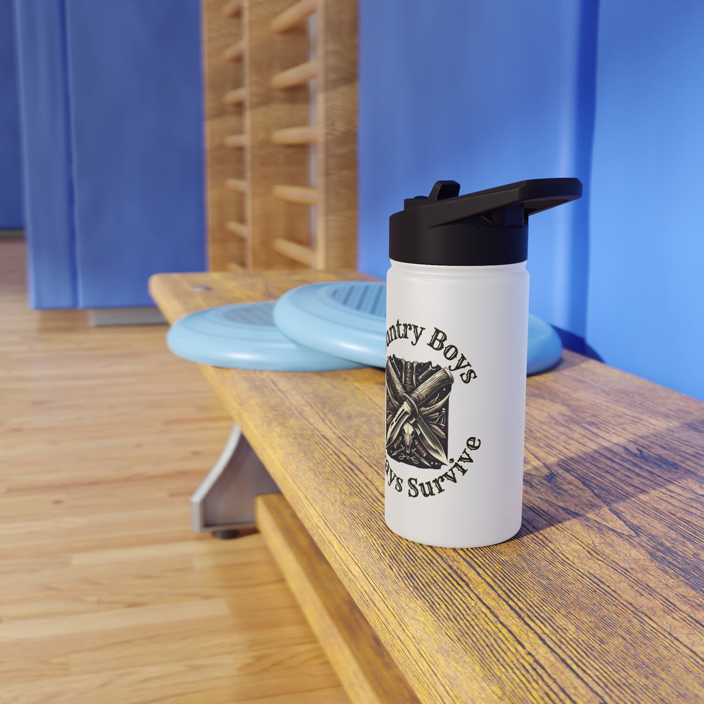 Rustic Resilience - ‘Country Boys Always Survive’ Stainless Steel Water Bottle - Eco-Friendly, Insulated, Leak-Proof - 12oz/24oz/32oz