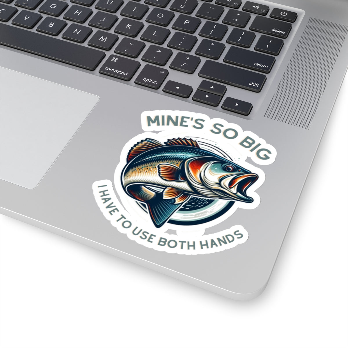 Whimsical Angler Decal - Mines So Big I Have to Use Two Hands Fishing Sticker - 20oz Tumbler Size, Durable Vinyl, Easy Apply