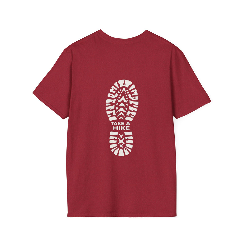 Unisex Take a Hike Soft-Style Tee back print- 100% Cotton Comfort with Durable Twill Tape & Ribbed Collar