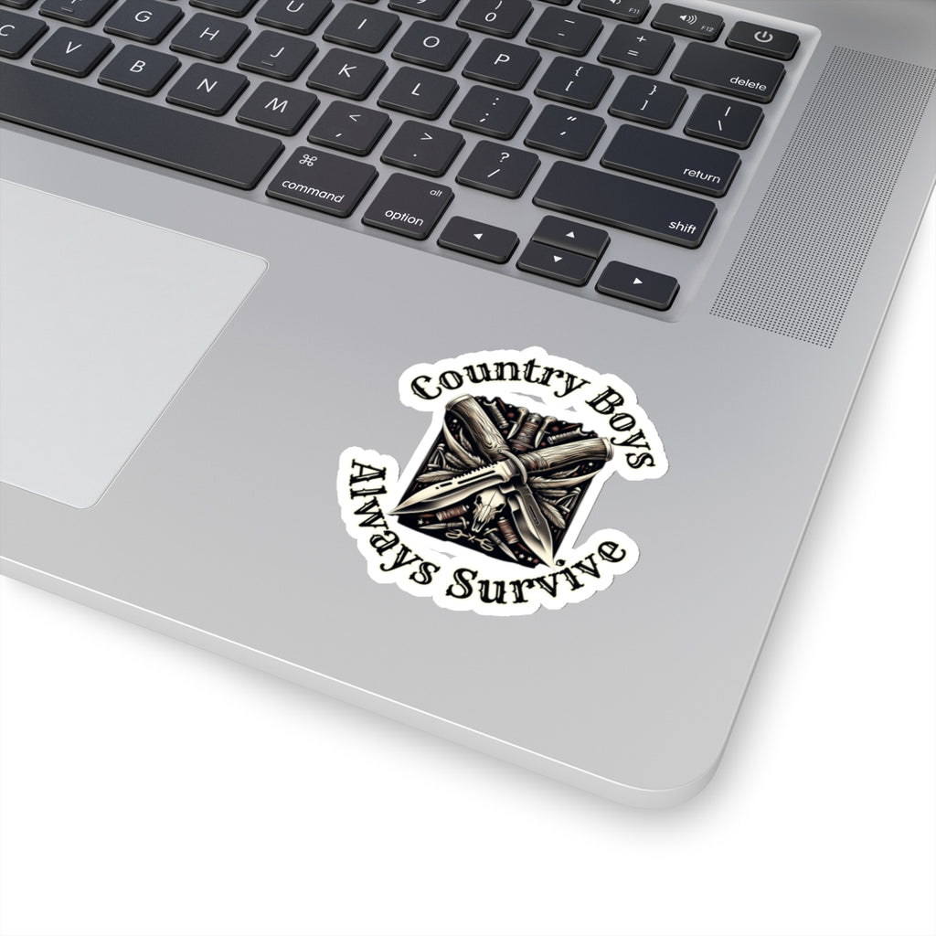 Rugged Resilience Decals - Country Boys Always Survive Vinyl Stickers - Durable, Glossy Finish, Multiple Sizes - Perfect for Indoor Use
