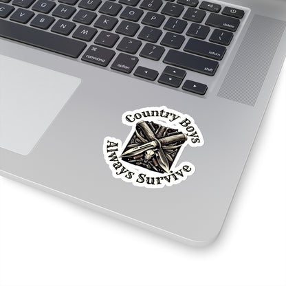 Rugged Resilience Decals - Country Boys Always Survive Vinyl Stickers - Durable, Glossy Finish, Multiple Sizes - Perfect for Indoor Use
