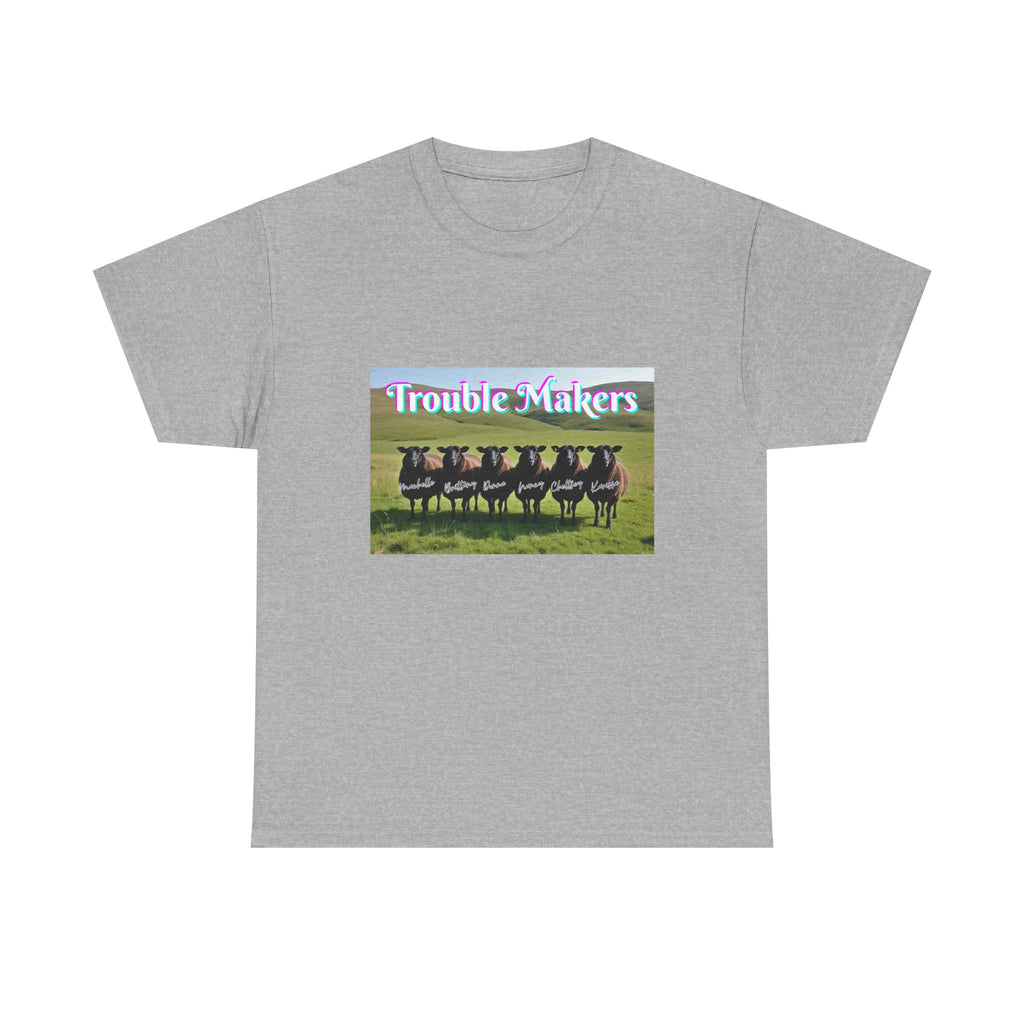 Trouble Makers Unisex Heavy Cotton Tee | Cute Humor Shirt, Farm Animal Lover Gift, Casual Everyday Wear, Perfect for Gifting