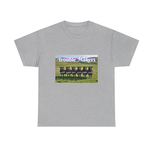 Trouble Makers Unisex Heavy Cotton Tee | Cute Humor Shirt, Farm Animal Lover Gift, Casual Everyday Wear, Perfect for Gifting