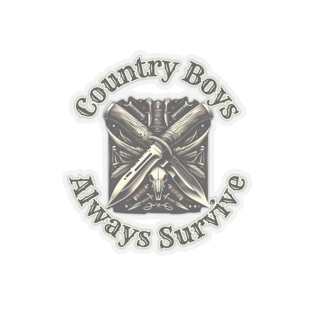 Rugged Resilience Decals - Country Boys Always Survive Vinyl Stickers - Durable, Glossy Finish, Multiple Sizes - Perfect for Indoor Use