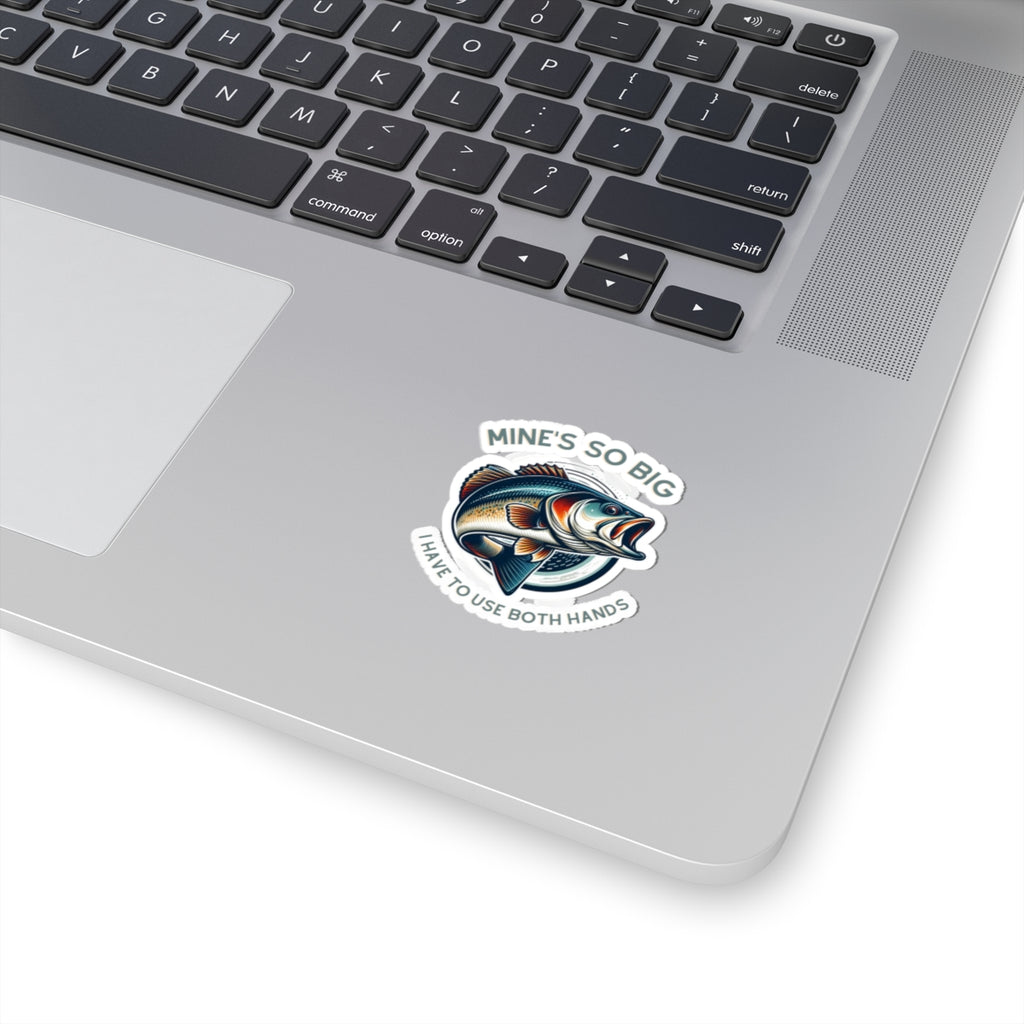 Whimsical Angler Decal - Mines So Big I Have to Use Two Hands Fishing Sticker - 20oz Tumbler Size, Durable Vinyl, Easy Apply