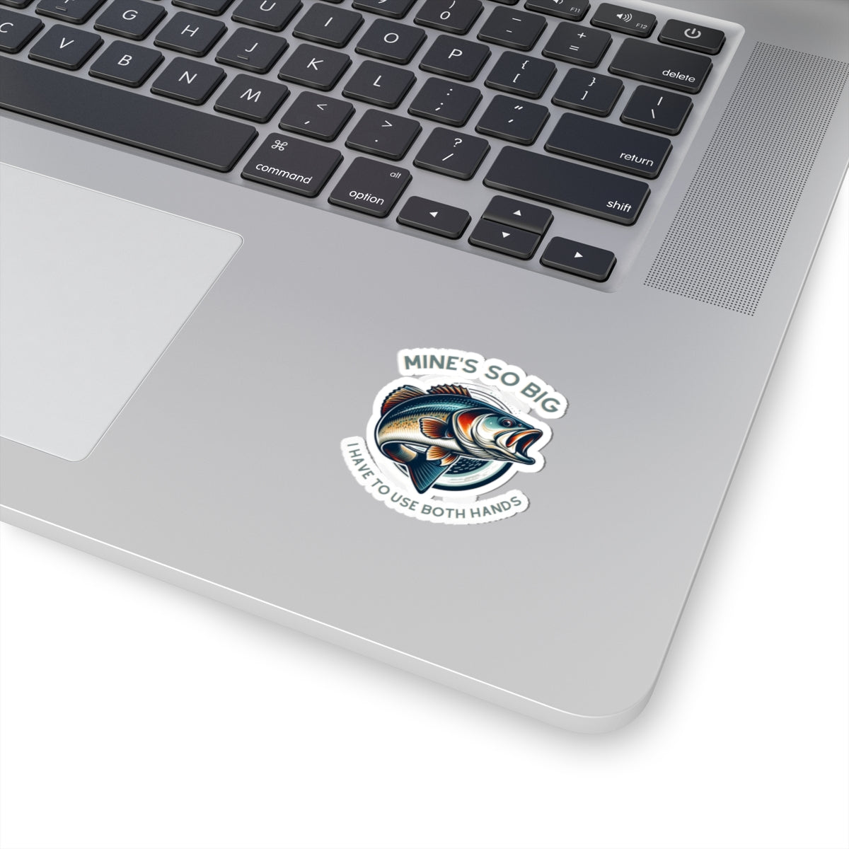 Whimsical Angler Decal - Mines So Big I Have to Use Two Hands Fishing Sticker - 20oz Tumbler Size, Durable Vinyl, Easy Apply