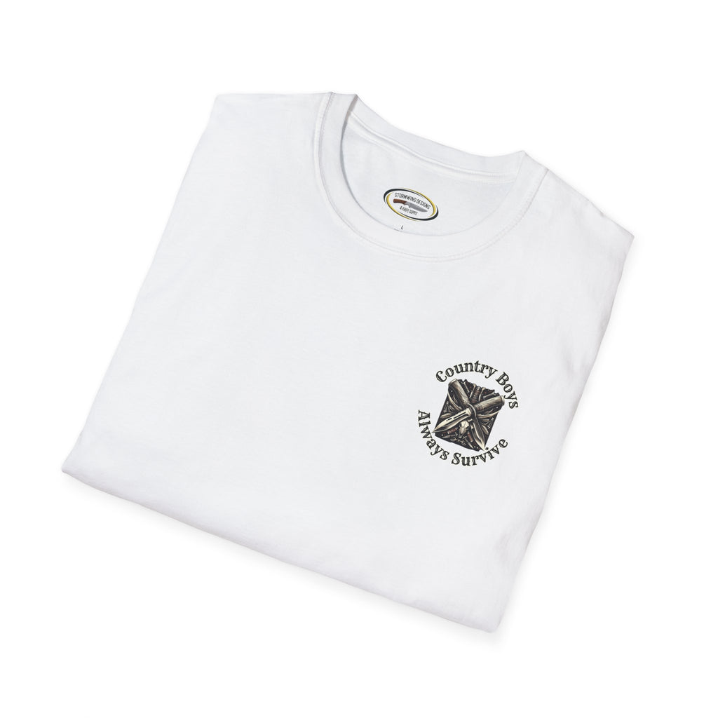 Unisex ‘Country Boys Always Survive’ Tee - Soft Ring-Spun Cotton, Durable Twill Tape Shoulders, Ethically Made & Oeko-Tex Certified