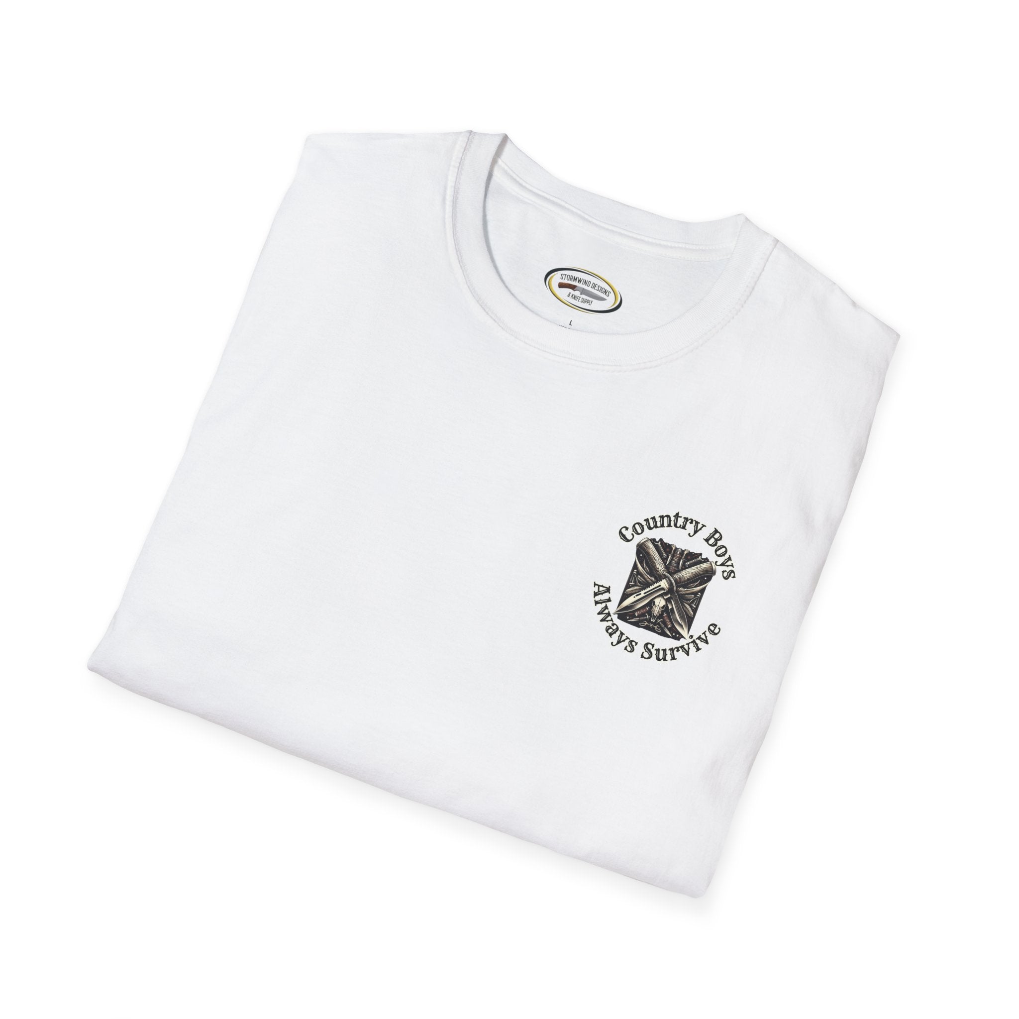 Unisex ‘Country Boys Always Survive’ Tee - Soft Ring-Spun Cotton, Durable Twill Tape Shoulders, Ethically Made & Oeko-Tex Certified