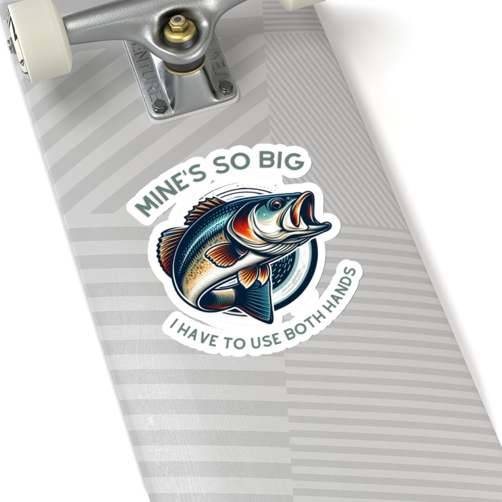 Whimsical Angler Decal - Mines So Big I Have to Use Two Hands Fishing Sticker - 20oz Tumbler Size, Durable Vinyl, Easy Apply