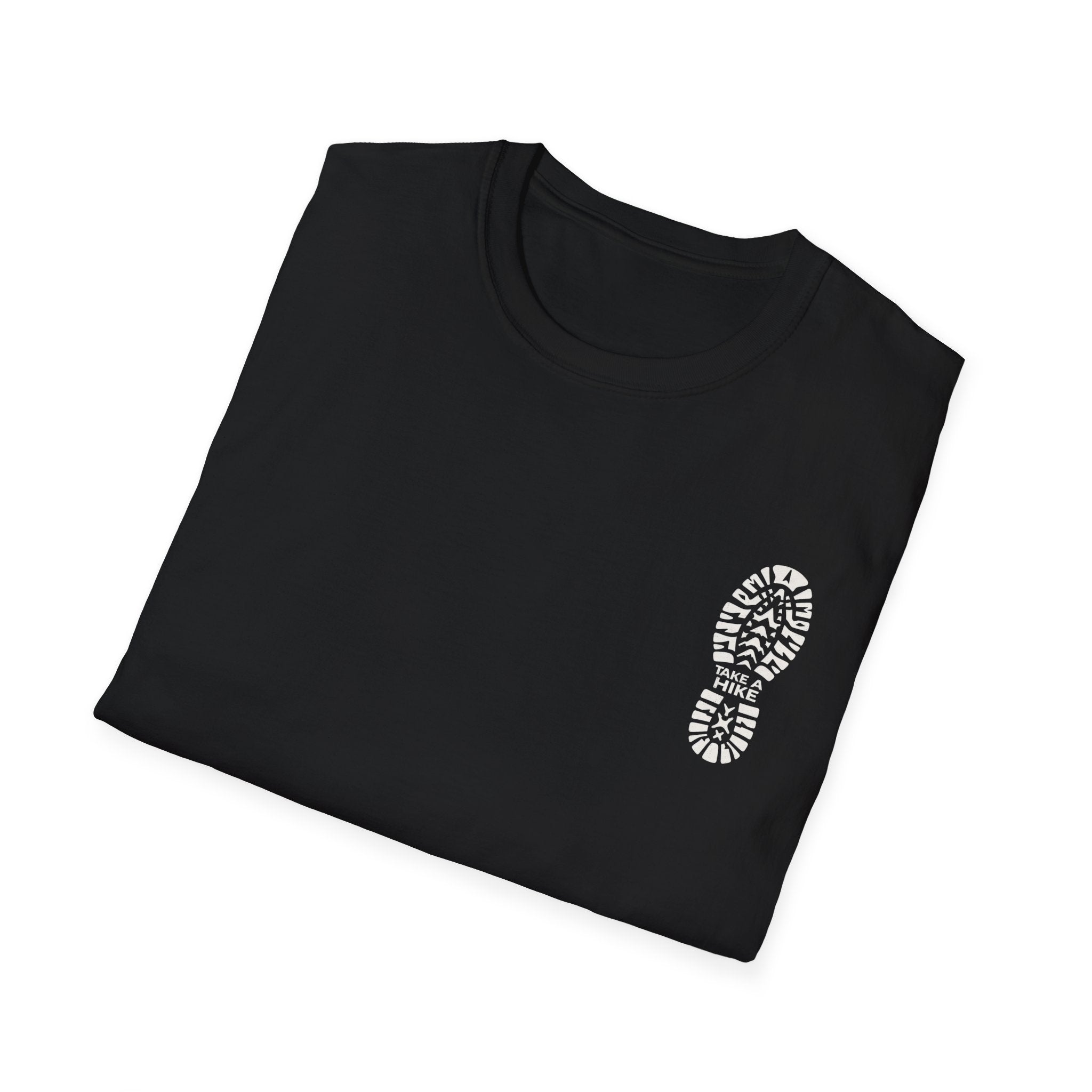 Unisex Take a Hike Soft-Style Tee back print- 100% Cotton Comfort with Durable Twill Tape & Ribbed Collar