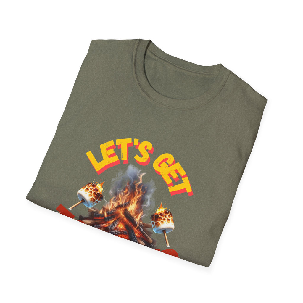 Campfire Wit Tee - lets get toasted - 100% Cotton Comfort | Eco-Friendly Outdoor Adventure Shirt with Humorous Twist