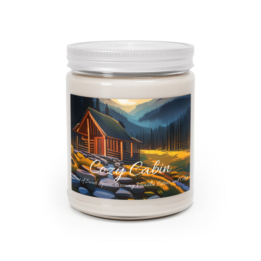 Cozy Cabin Candle - Warm Brown Sugar & Cinnamon, Sweet Vanilla, Citrus Zest, Cedar Musk Scented, 9oz