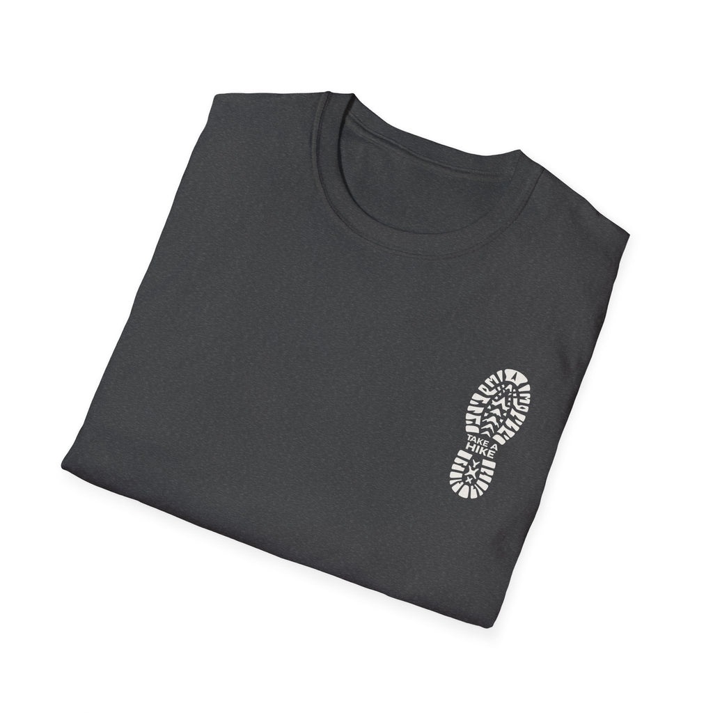 Unisex Take a Hike Soft-Style Tee back print- 100% Cotton Comfort with Durable Twill Tape & Ribbed Collar