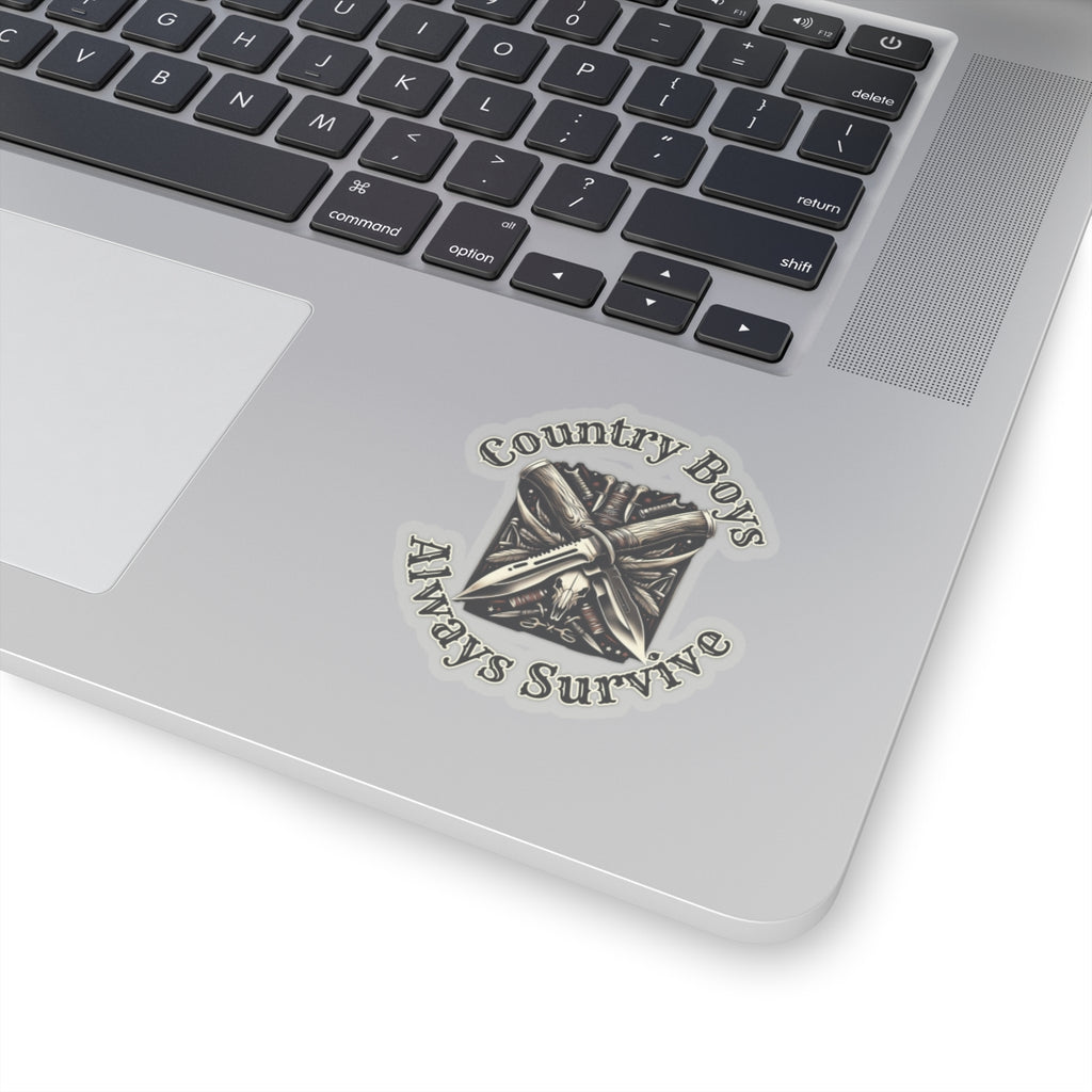 Rugged Resilience Decals - Country Boys Always Survive Vinyl Stickers - Durable, Glossy Finish, Multiple Sizes - Perfect for Indoor Use