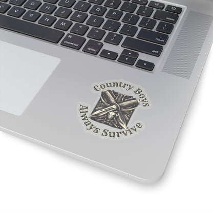 Rugged Resilience Decals - Country Boys Always Survive Vinyl Stickers - Durable, Glossy Finish, Multiple Sizes - Perfect for Indoor Use