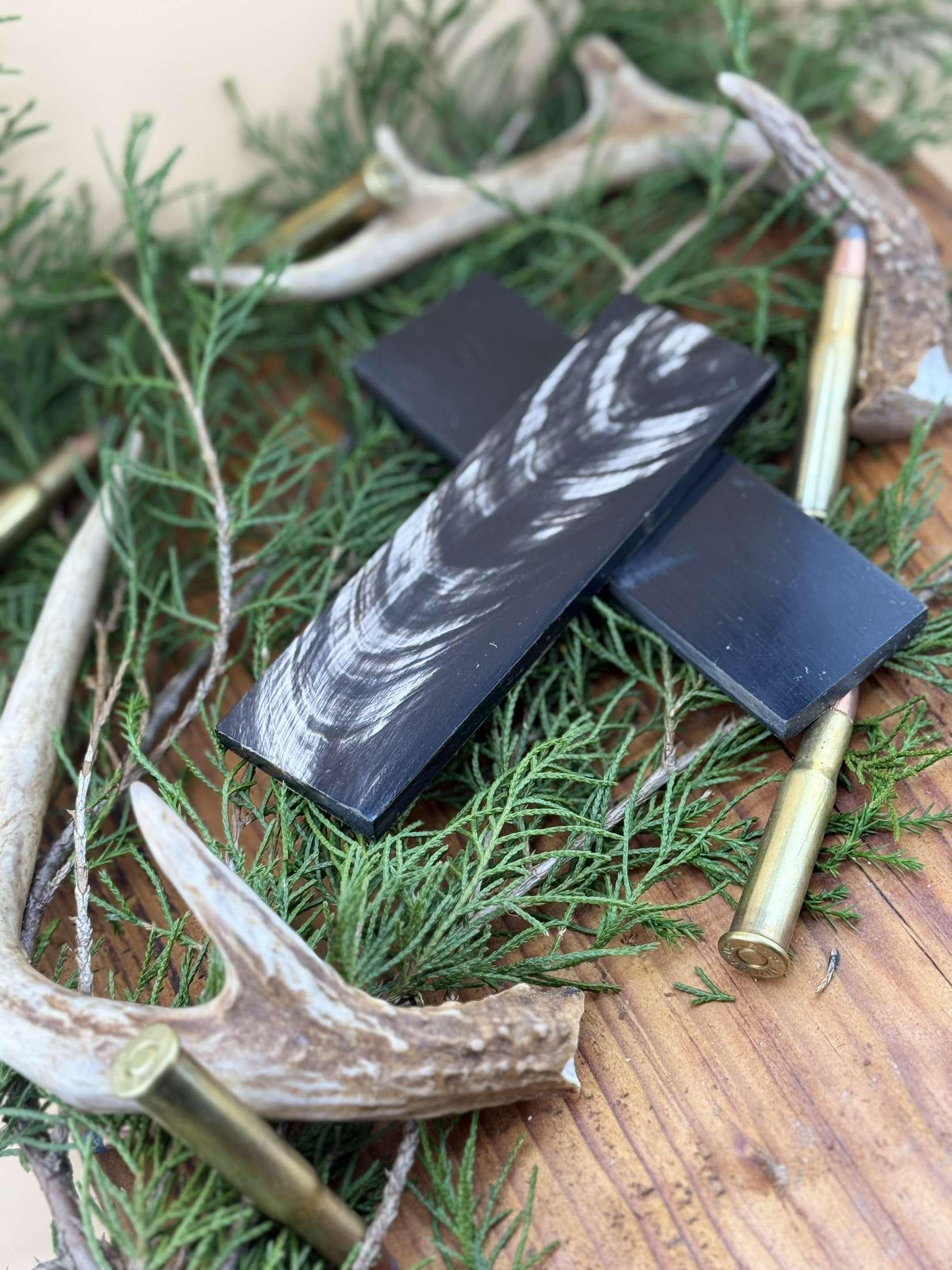 Striped Black Buffalo Horn Knife Scales  High-Contrast Handle Material 1.5 x 5 x 1/4