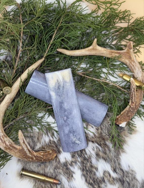 Dyed Grey Camel Bone Knife Handle Scales: Stabilized Curved Grips