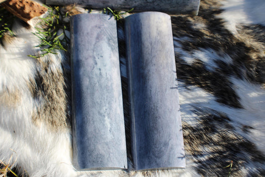 Dyed Grey Camel Bone Knife Handle Scales: Stabilized Curved Grips