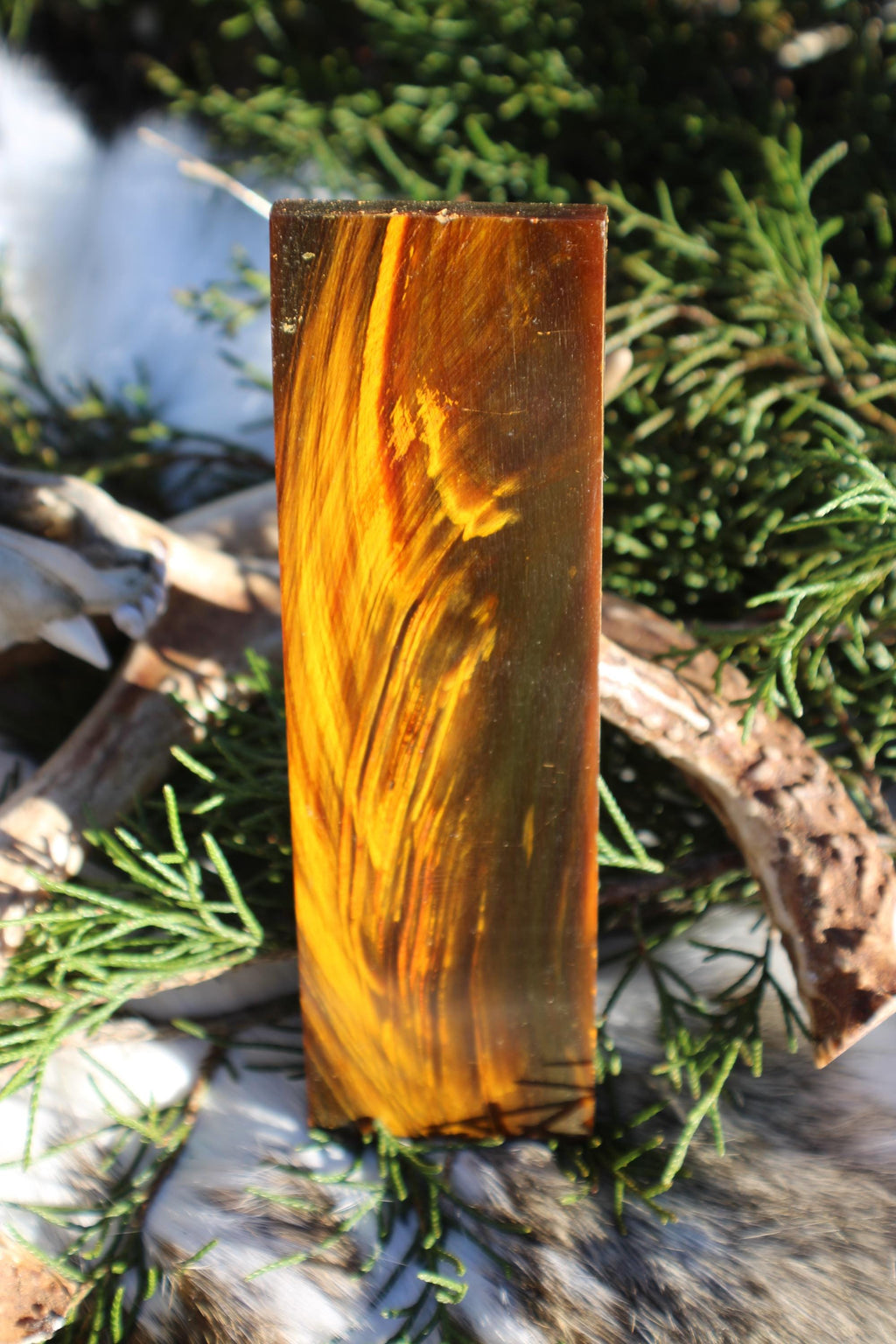 Honey Yellow Dyed Buffalo Horn Knife Scales  Matched Pair Handle Material