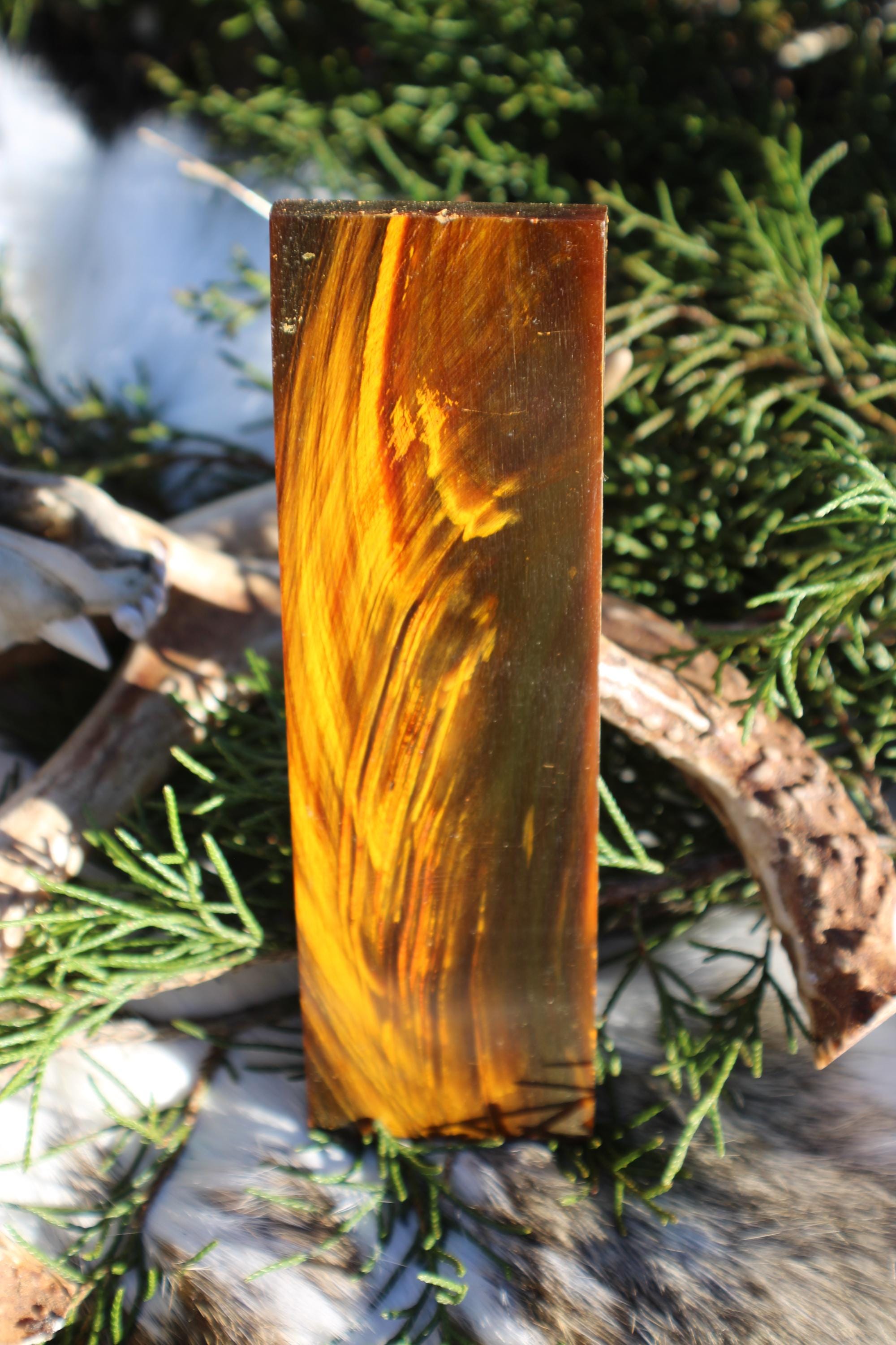 Honey Yellow Dyed Buffalo Horn Knife Scales  Matched Pair Handle Material