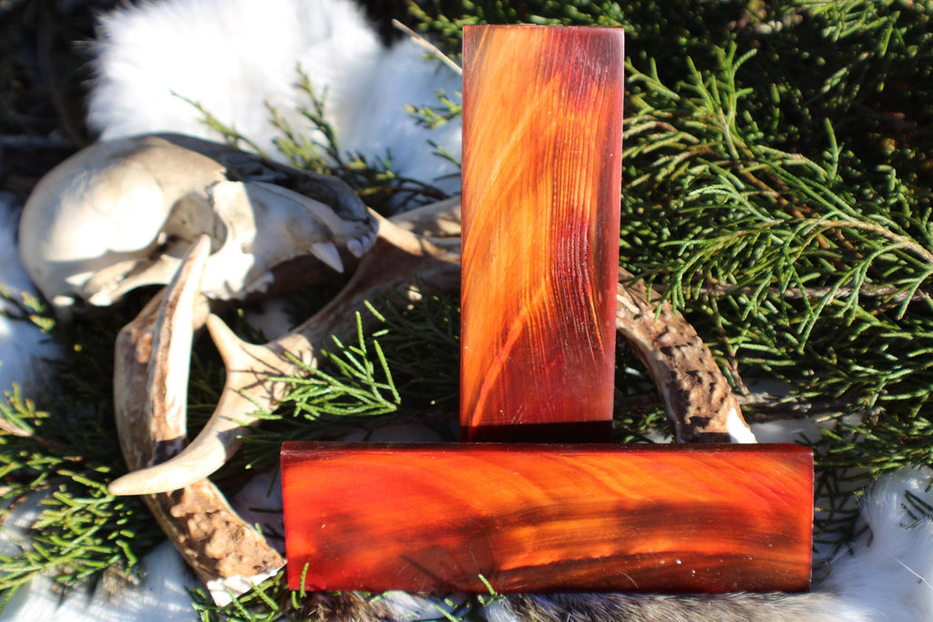 Dyed Red Buffalo Horn Knife Scales  High-Contrast Handle Material (1.5 x 5 x 1/4)