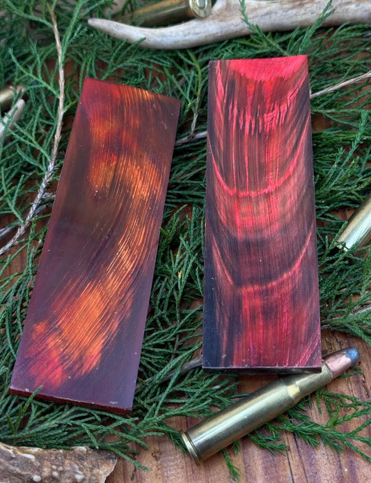 Dyed Red Buffalo Horn Knife Scales  High-Contrast Handle Material (1.5 x 5 x 1/4)