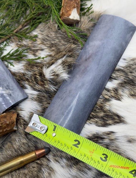 Dyed Grey Camel Bone Knife Handle Scales: Stabilized Curved Grips