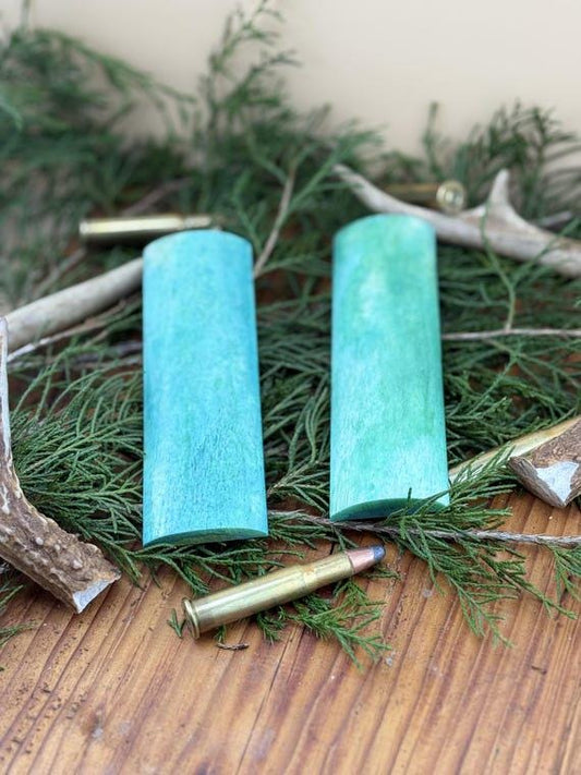 Aqua Dyed Camel Bone Knife Handle Scales: Modern Polished Slab Set