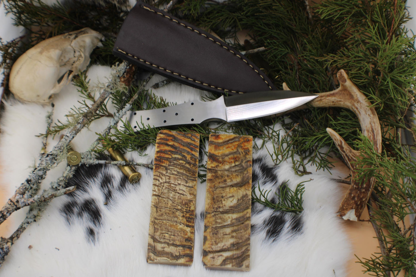 Boot Knife Making KIT  DIY Set Blank Blade with Horn Bone Handle Scale Dagger Custom Tactical Survival Throwing Self Defense Knife